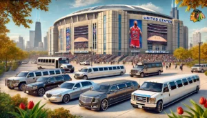 Luxury Limousines Parking in the United Center Parking lot