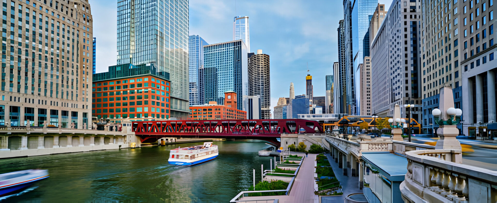 Chicago cityscape and historic bridge