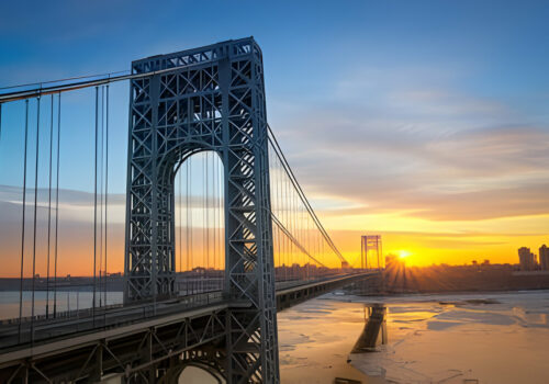 Sunrise at George Washington Bridge from New Jersey