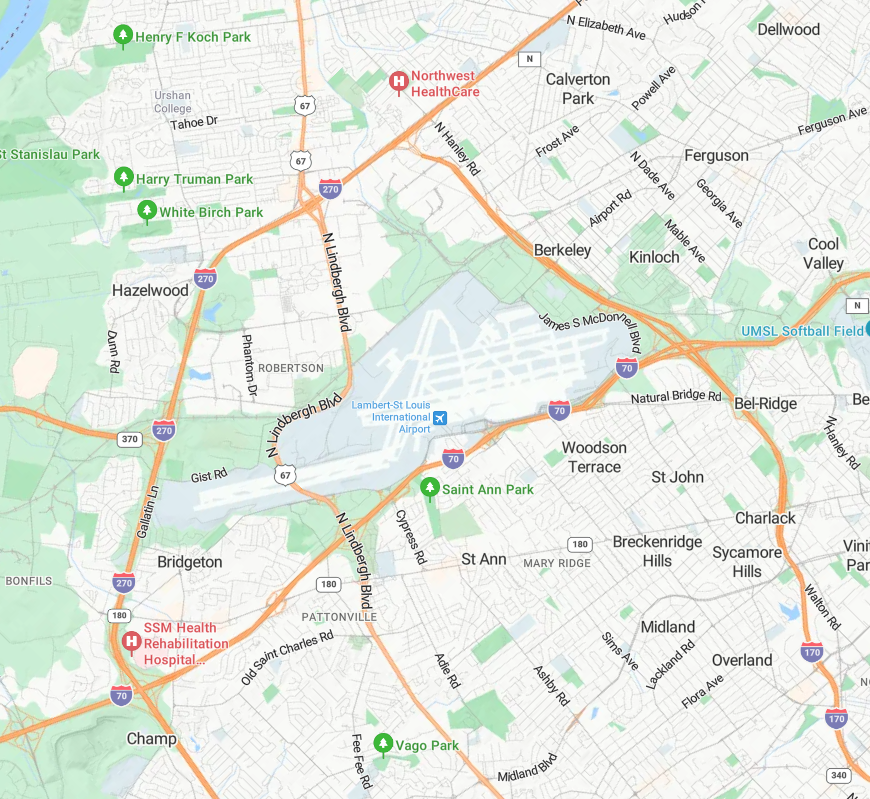 Map of St Louis Lambert International Airport