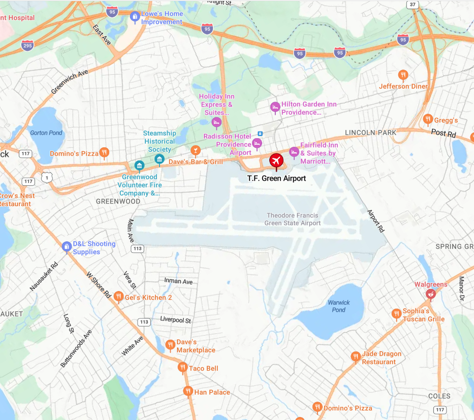 Map of T.F. Green Airport